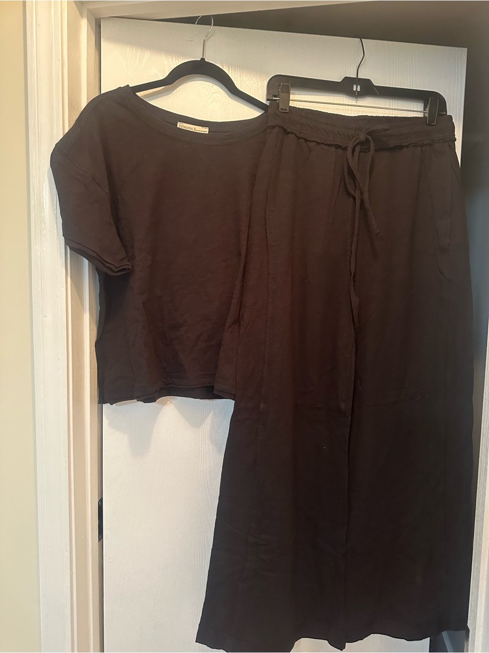 Zenana Cotton Slub Short Sleeve Tee & Pants Set